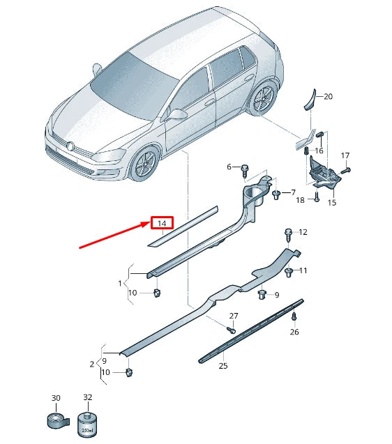 NEW VW SHARAN 7N FRONT SILL TRIM STRIP 5G4853537LTW7
