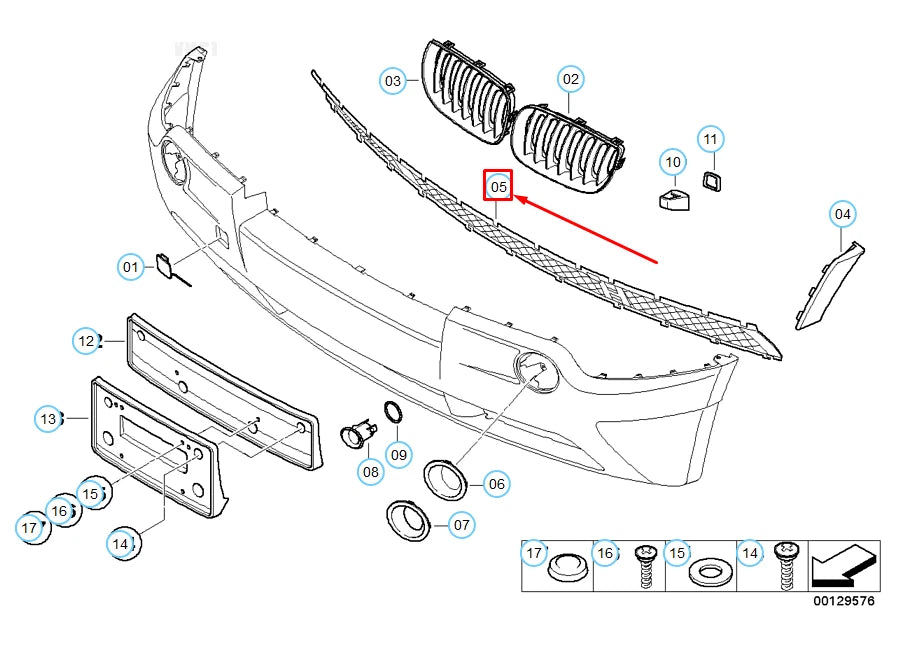 NEW BMW X3 E83 FRONT BUMPER CENTRE LOWER GRID GRILLE 51113400908 ORIGINAL