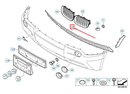 NEW BMW X3 E83 FRONT BUMPER CENTRE LOWER GRID GRILLE 51113400908 ORIGINAL