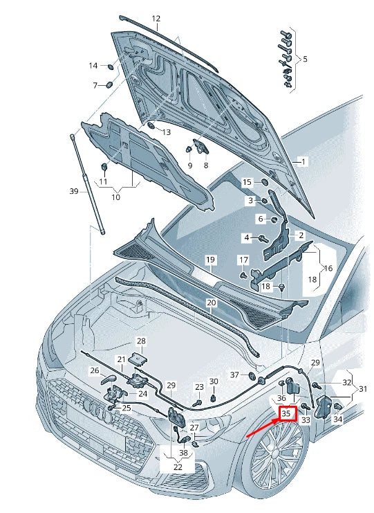 NEW AUDI Q3 F3 RIGHT BONNET RELEASE HANDLE RHD 83C823533A4PK