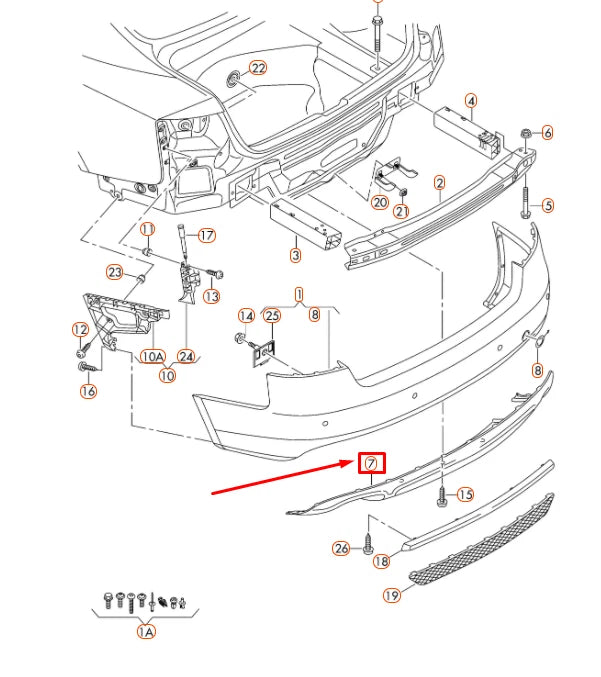 NEW AUDI A4 B8 REAR BUMPER SPOILER 8K080752101C ORIGINAL