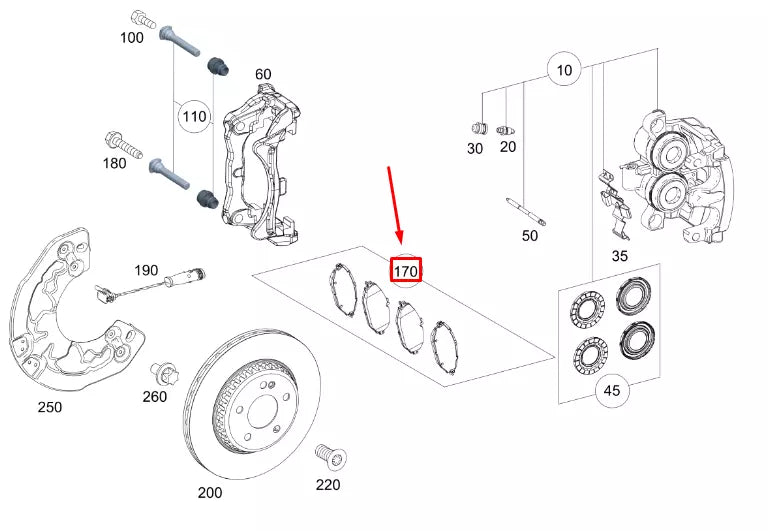 NEW MERCEDES-BENZ GLE W167 FRONT WHEEL BRAKE PAD SET A0004206803 ORIGINAL