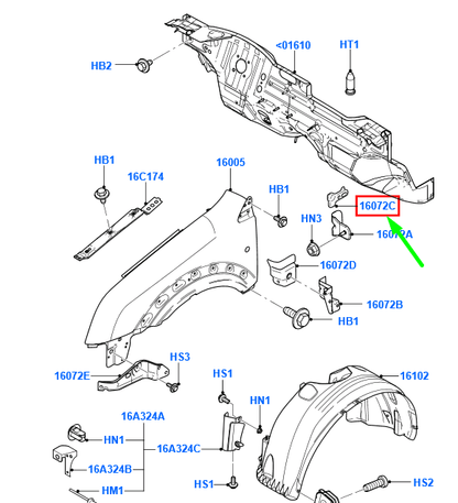 new ford transit connect mk1 front left fender lower bracket 4595890 original