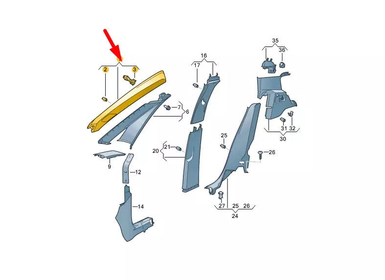 NEW VOLKSWAGEN ID.3 E11 LEFT A PILLAR UPPER TRIM 10A867233D4PK ORIGINAL
