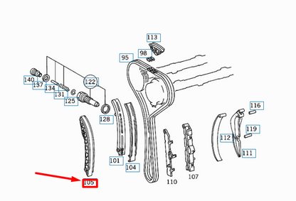 NEW MERCEDES-BENZ E W210 TIMING GUIDE TENSIONING RAIL A1040501416 ORIGINAL