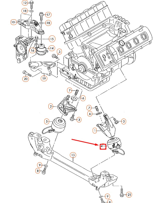 NEW AUDI A8 D3 LEFT ENGINE MOUNT 4E0199381FL ORIGINAL