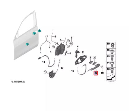 NEW BMW X5 G05 FRONT LEFT DOOR EXTERIOR HANDLE 51215A65DC7 ORIGINAL