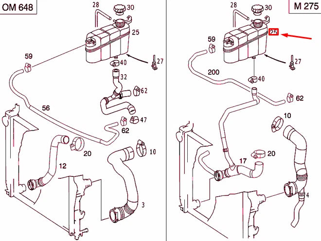 NEW MERCEDES-BENZ S W220 EXPANSION TANK A2205000049