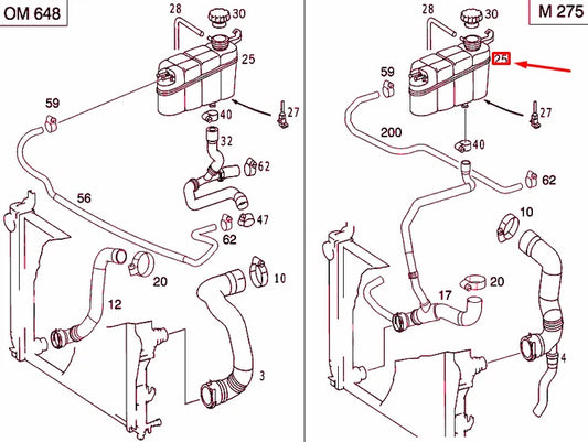 NEW MERCEDES-BENZ S W220 EXPANSION TANK A2205000049