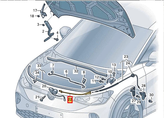 NEW VOLKWAGEN ID.4 E21 FRONT BONNET HOOD LOD LOCK CABLE LHD 11B823531A ORIGINAL