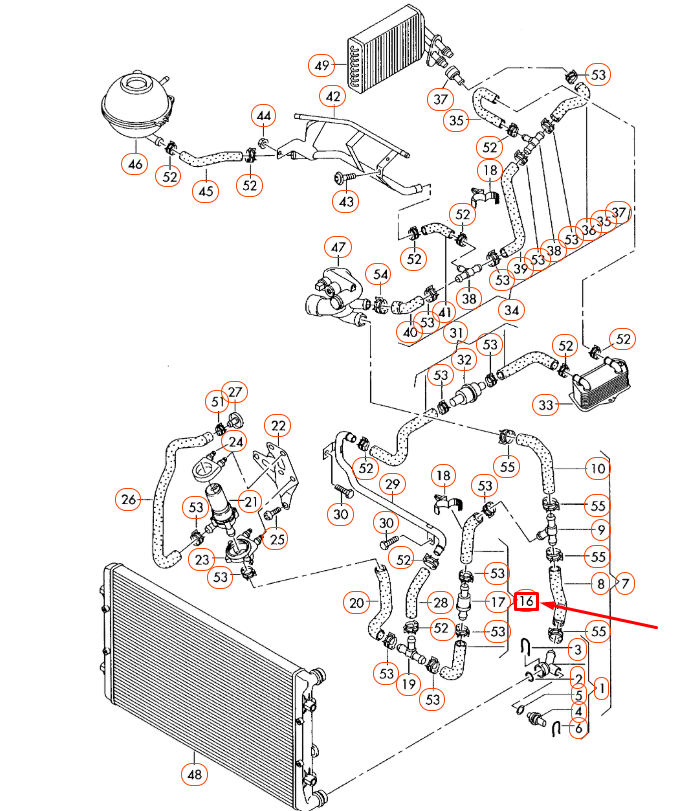 NEW AUDI A3 8P ENGINE COOLANT HOSE 1K0121086K ORIGINAL