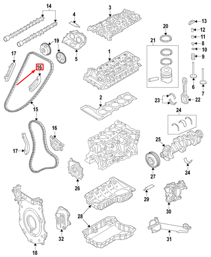 NEW AUDI A3 SPORTBACK 8V ENGINE LOWER TIMING CHAIN TENSIONER 07K109467K ORIGINAL