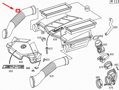 new mercedes-benz s-class w220 right air intake hose a1130942682 original