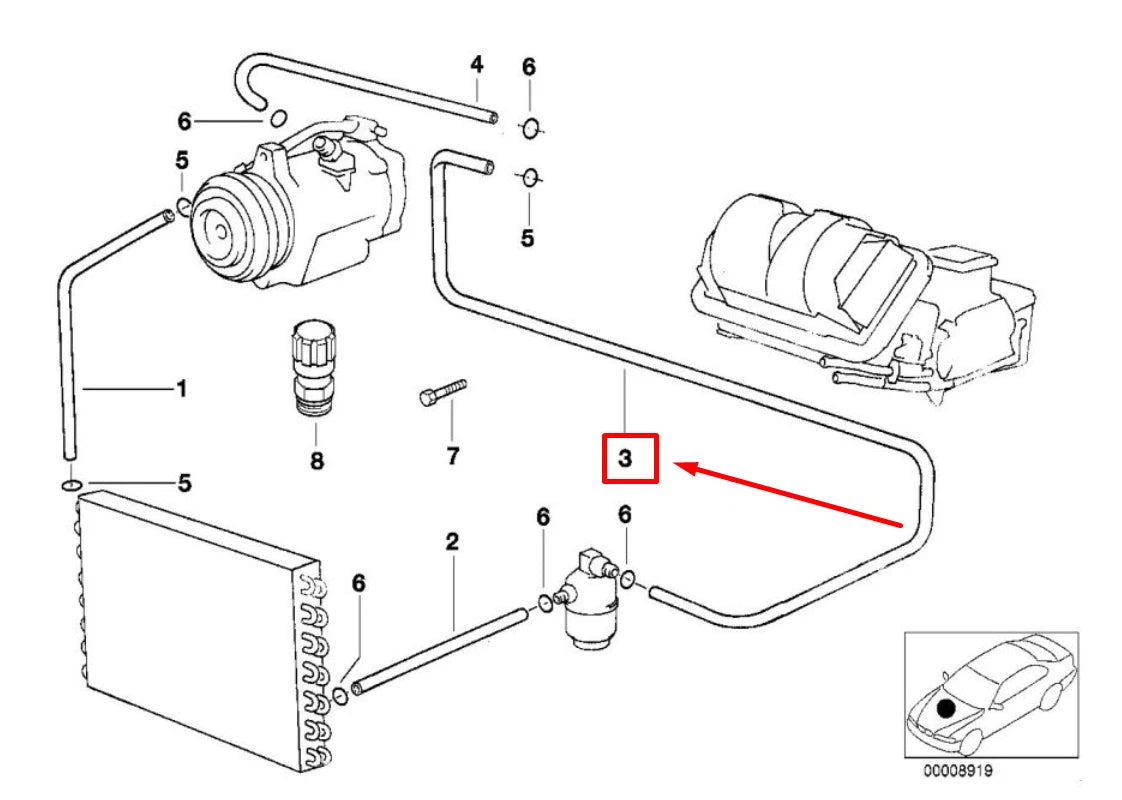 NEW BMW 5 E39 A/C REFRIGERANT HOSE 8378602 64538378602 ORIGINAL