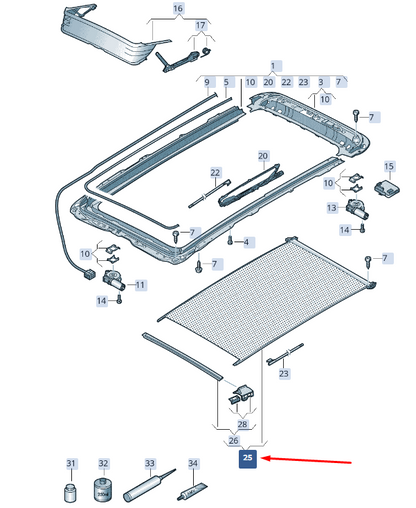 new skoda superb mk3 sunroof roller sunblind 3g9877307dfg2 original