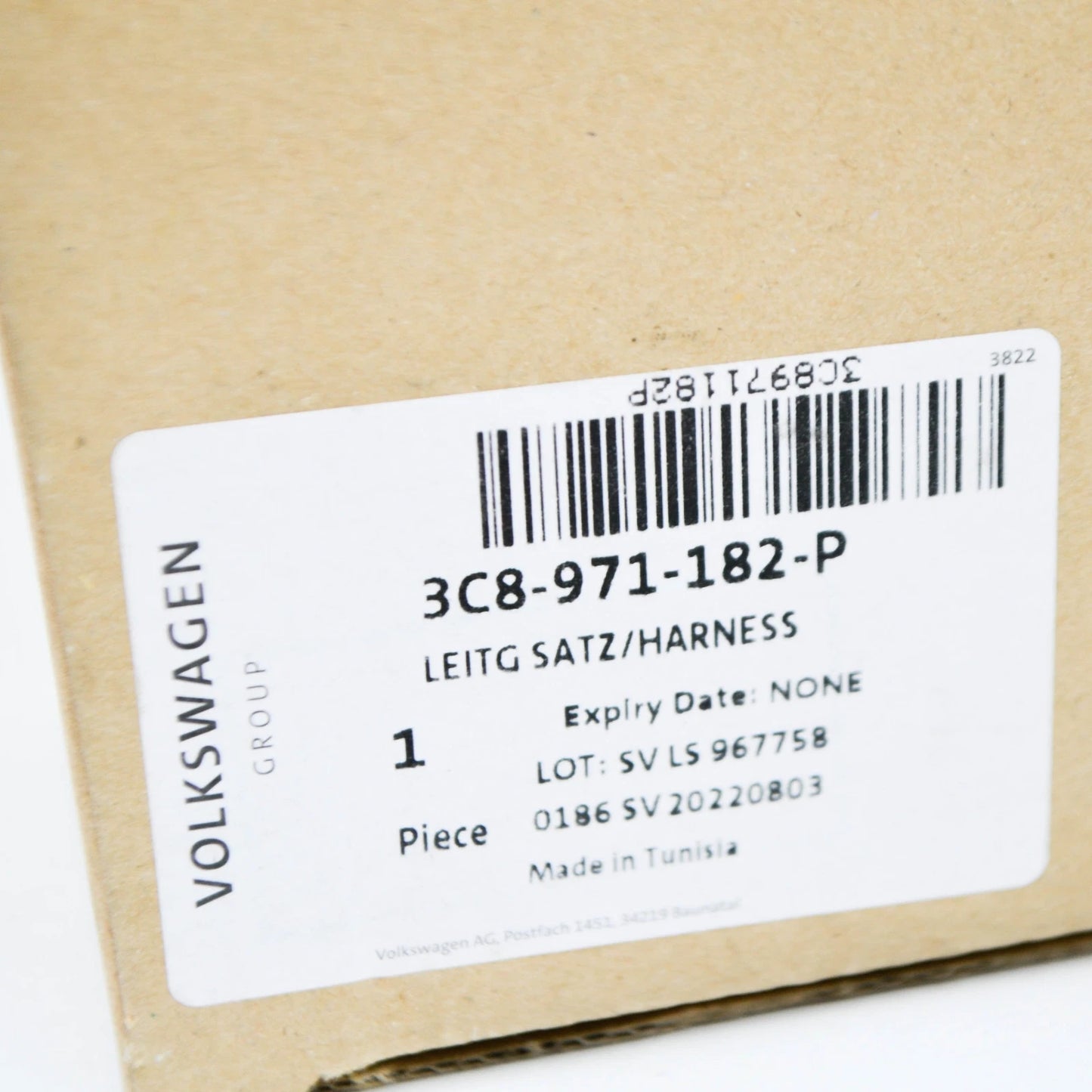 NEW VOLKSWAGEN CC REAR LID CABLE HARNESS SET 3C8971182P