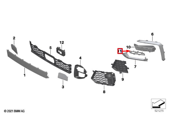 NEW BMW X6 G06 FRONT BUMPER LEFT GRILLE TRIM 51115A2BE23 5A2BE23 ORIGINAL