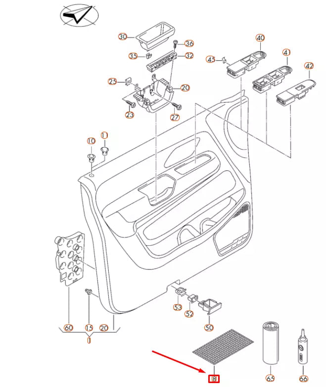 NEW VOLKSWAGEN AMAROK FRONT DOOR TRIM ANTISLIP MAT 000867098 ORIGINAL