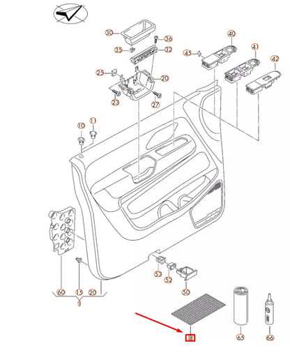 NEW VOLKSWAGEN AMAROK FRONT DOOR TRIM ANTISLIP MAT 000867098 ORIGINAL