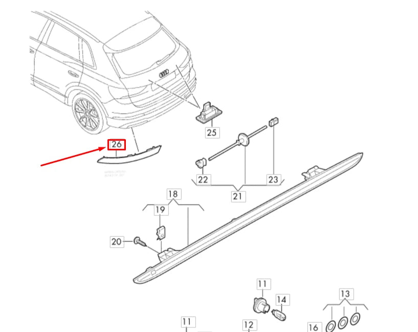 NEW AUDI Q3 F3 REAR RIGHT BUMPER REFLECTOR 83A945106A ORIGINAL