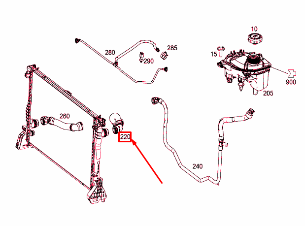 NEW MERCEDES-BENZ VITO W447 RADIATOR LEFT COOLANT HOSE A4475010582 ORIGINAL