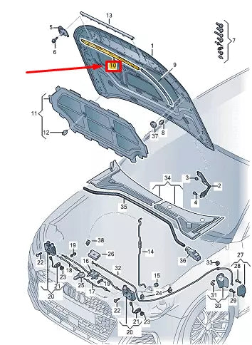 NEW AUDI A1 GB CENTER HOOD IMPACT PROTECTION 82A823126A ORIGINAL