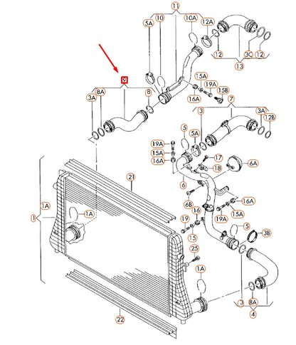 NEW AUDI A3 8P CHARGE AIR COOLER RETURN PRESSURE HOSE 3C0145834M ORIGINAL