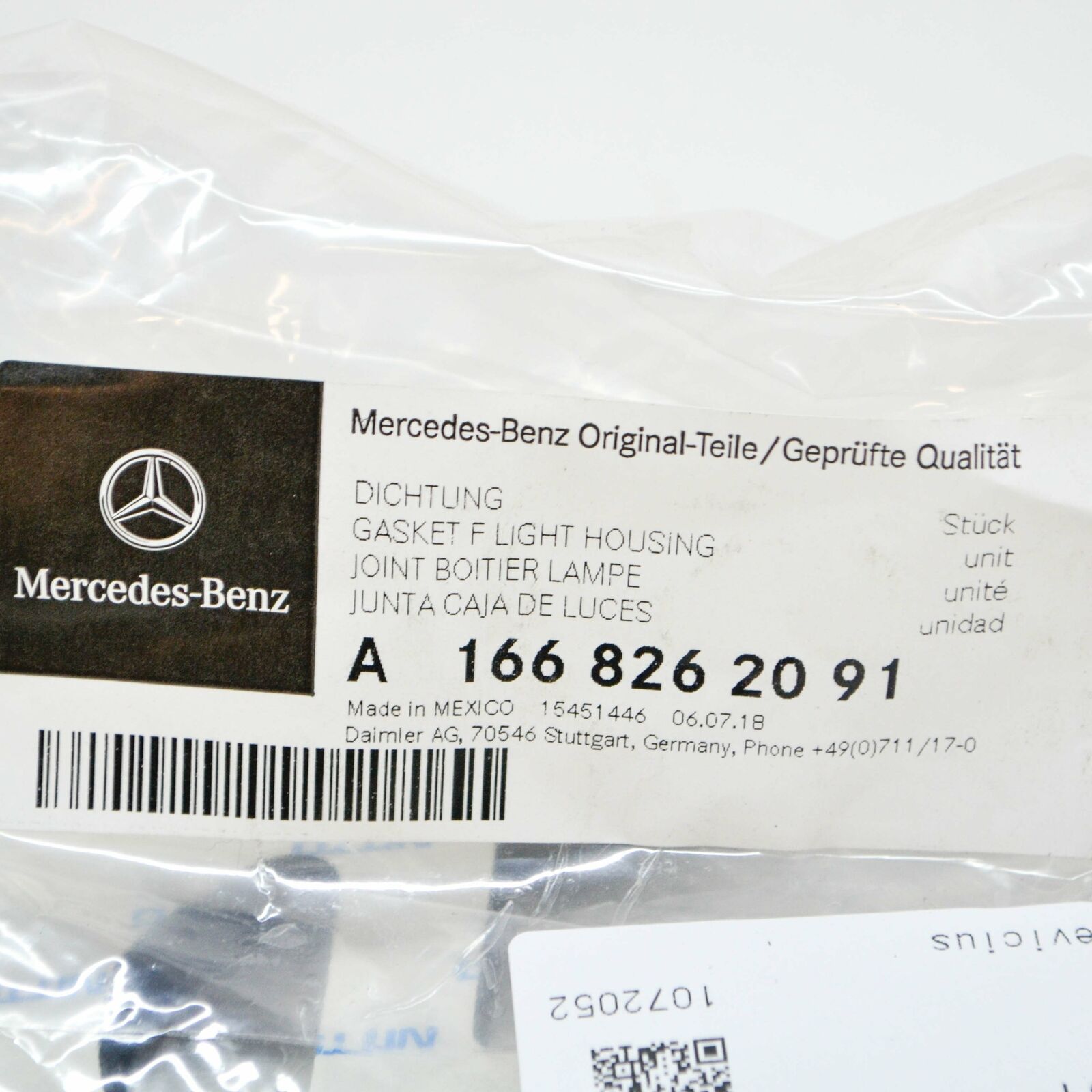 NEW MERCEDES-BENZ GLS X166 REAR LEFT TAILLIGHT GASKET SEAL A1668262091 ORIGINAL