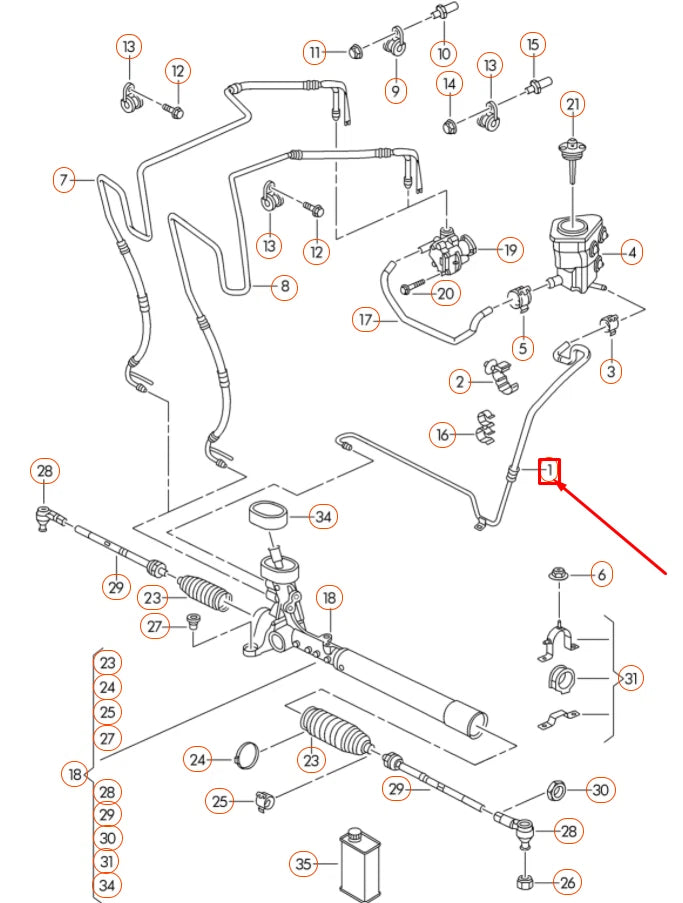 NEW VOLKSWAGEN JETTA A6 MK6 FRONT POWER STEERING RETURN PIPE 5C0422891K ORIGINAL