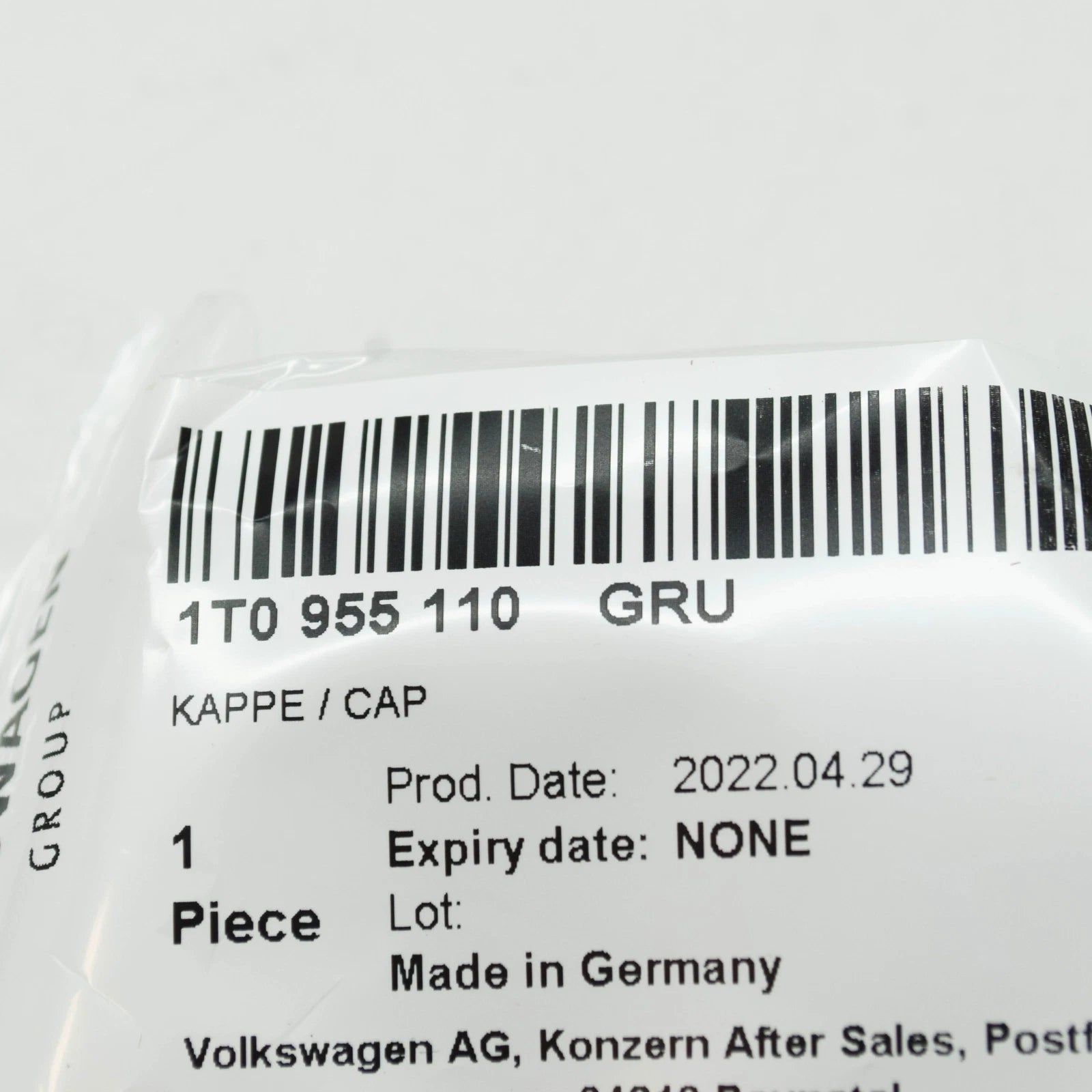 NEW VOLKSWAGEN CADDY 2K RIGHT HEADLIGHT WASHER COVER CAP 1T0955110GRU ORIGINAL