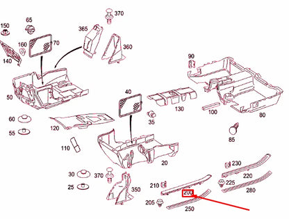 NEW MERCEDES-BENZ S W221 FRONT RIGHT ENTRANCE COVER RAIL A22168002357E94