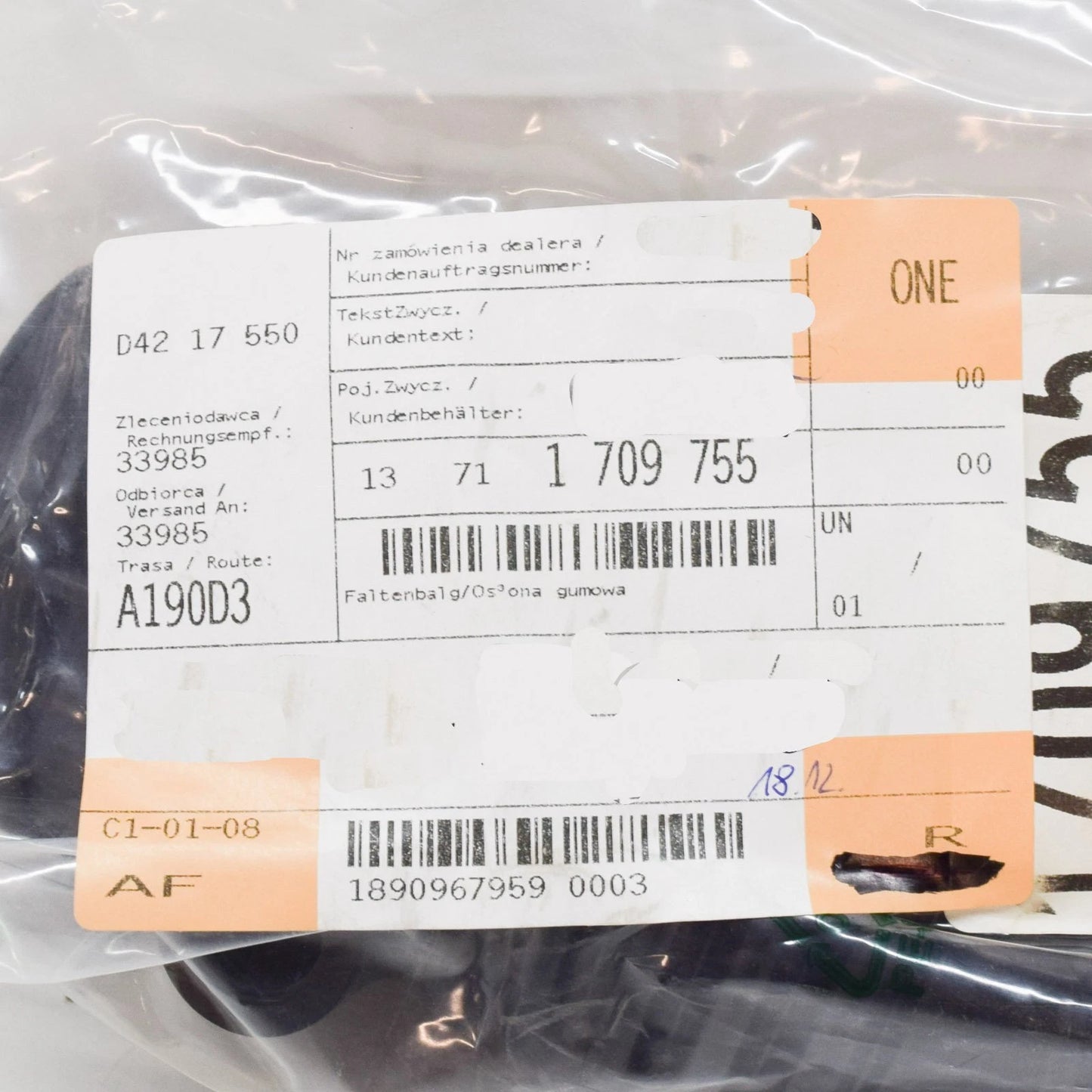 NEW BMW 3 E30 1.6I AIR INTAKE BOOT HOSE 13711709755 ORIGINAL