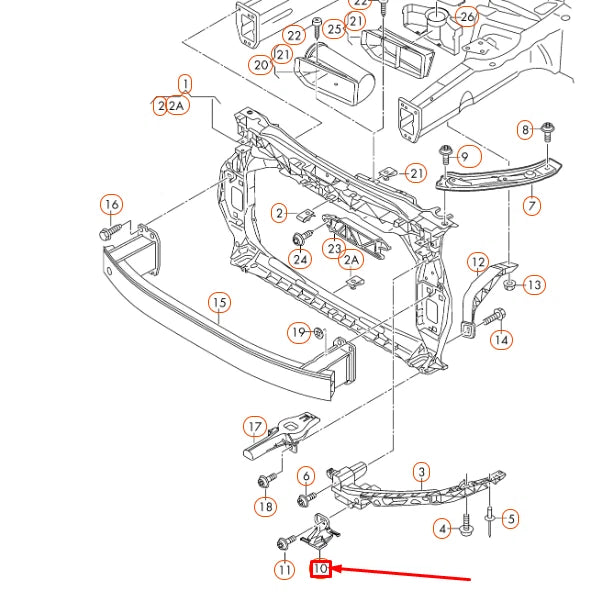 NEW AUDI Q5 8R RADIATOR CORE RIGHT SUPPORT BRACKET 8U0805334A ORIGINAL