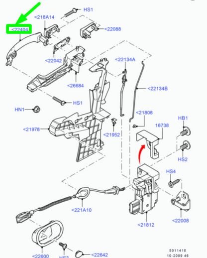 new ford fiesta mk5 be256 front door exterior handle 1521067 original