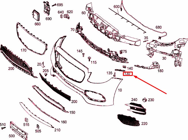 NEW MB E C238 FRONT BUMPER RIGHT WHEEL ARCH MOUNTING RAIL A2388856400 ORIGINAL
