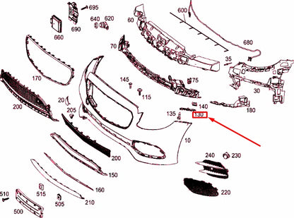 NEW MB E C238 FRONT BUMPER RIGHT WHEEL ARCH MOUNTING RAIL A2388856400 ORIGINAL