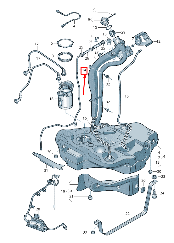 new audi tt 8j right upper fuel tank breather line 8j0201163a original