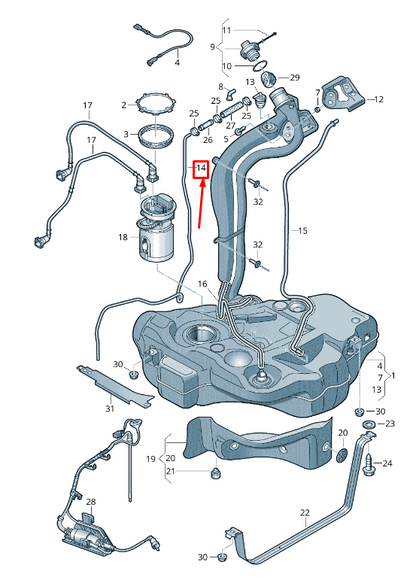 new audi tt 8j right upper fuel tank breather line 8j0201163a original