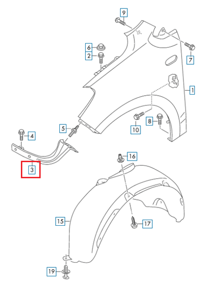 NEW VOLKSWAGEN UP FRONT RIGHT FENDER HOLDER 1S0821142A 2013 ORIGINAL