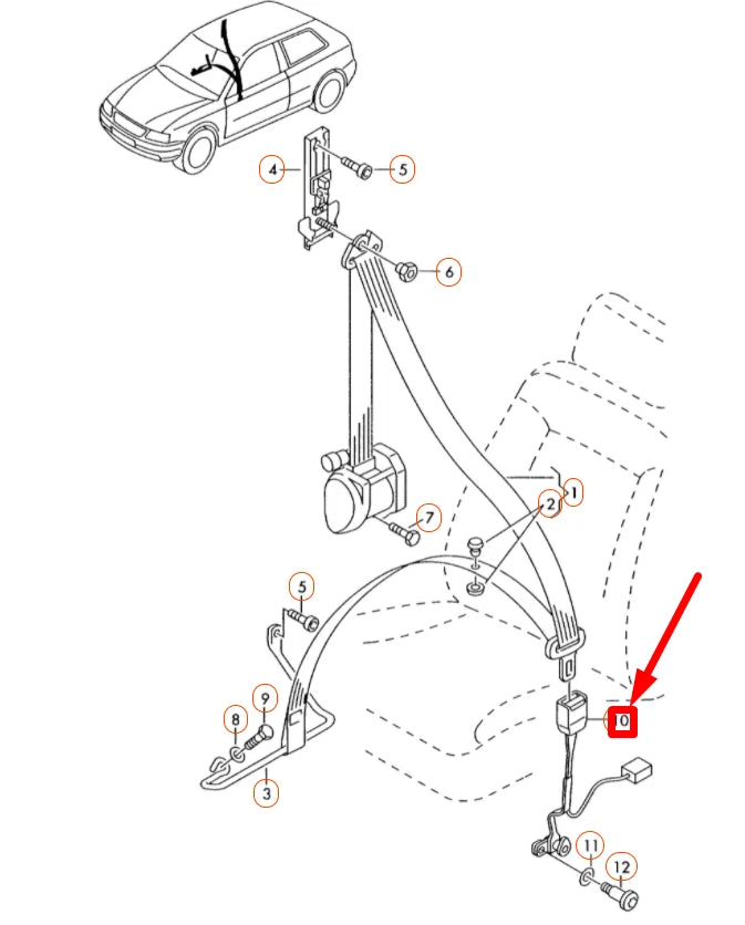 NEW AUDI A3 8P FRONT LEFT SEAT BUCKLE LATCH LHD 8P0857755F01C