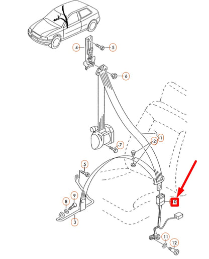 NEW AUDI A3 8P FRONT LEFT SEAT BUCKLE LATCH LHD 8P0857755F01C