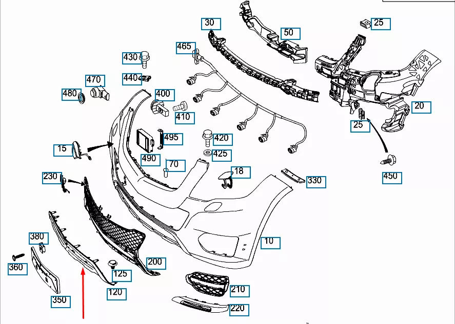 NEW MB GLK-CLASS X204 FRONT BUMPER LOWER GRILLE CHROME TRIM A2048852722 ORIGINAL