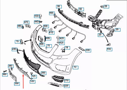 NEW MB GLK-CLASS X204 FRONT BUMPER LOWER GRILLE CHROME TRIM A2048852722 ORIGINAL