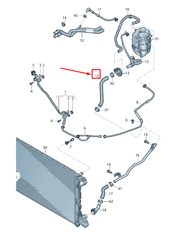 new audi tt fv engine coolant hose 8w2121051h original