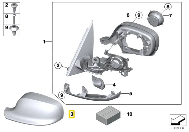 NEW BMW F25 X3 SERIES 09-14 O/S RIGHT MIRROR CAP COVER 7238048