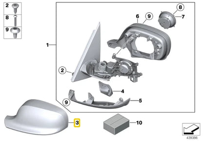 NEW BMW F25 X3 SERIES 09-14 O/S RIGHT MIRROR CAP COVER 7238048