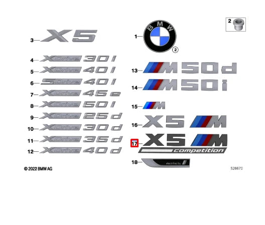 NEW BMW X5 M F95 REAR TRUNK BOOTLID BADGE 51148096408 8096408 ORIGINAL