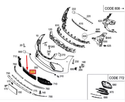 NEW MERCEDES-BENZ S W222 FRONT BUMPER LOWER GRILL A2228857100 ORIGINAL