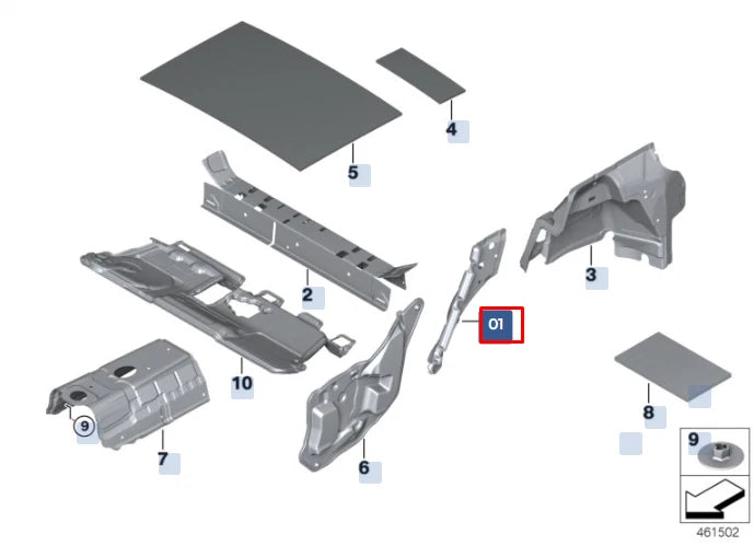NEW BMW X1 F48 REAR LEFT HOOD SOUND INSULATION 51487373917 7373917 ORIGINAL