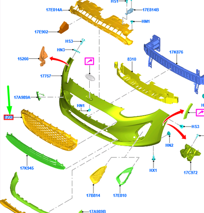 new ford fiesta mk7 radiator grille 2118082 h1bb-8200-b5c original